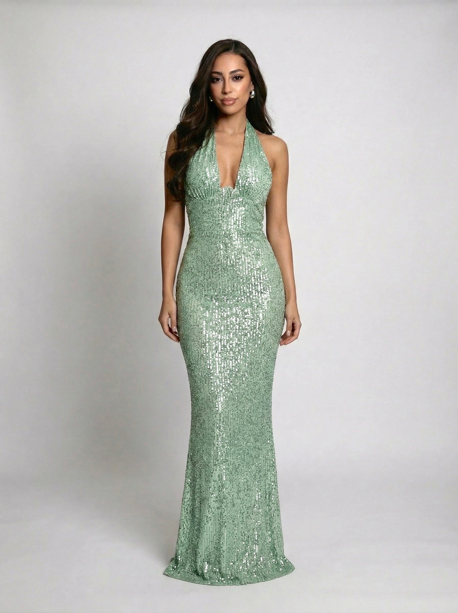Emerald Shimmer Maxi Dress