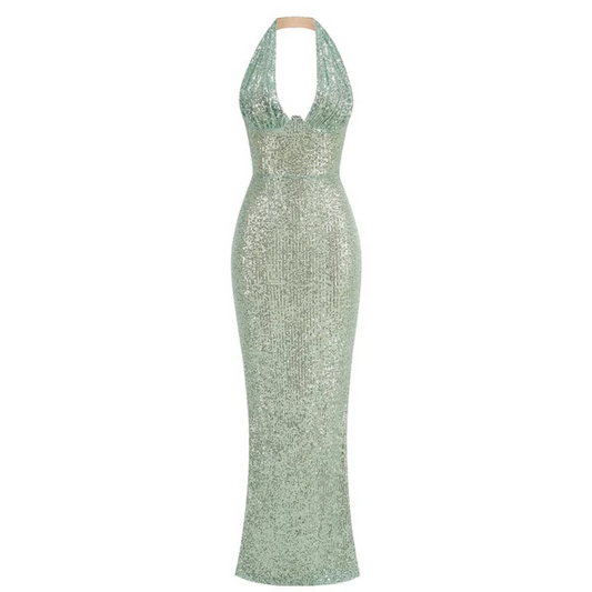 Emerald Shimmer Maxi Dress