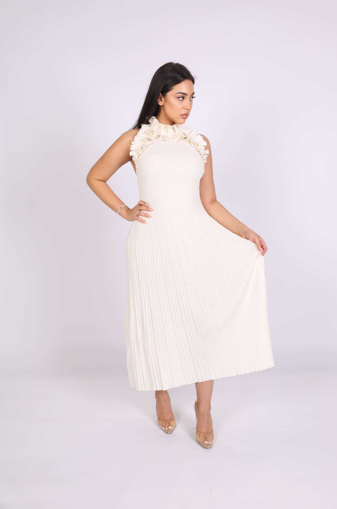 Postcard Ruffle Midi Dress